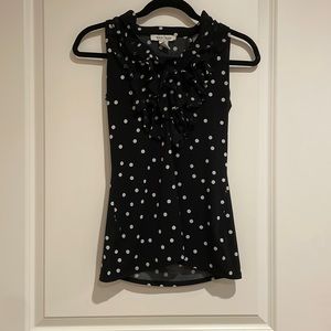 White House Black Market Black And White Ruffled Tank Top